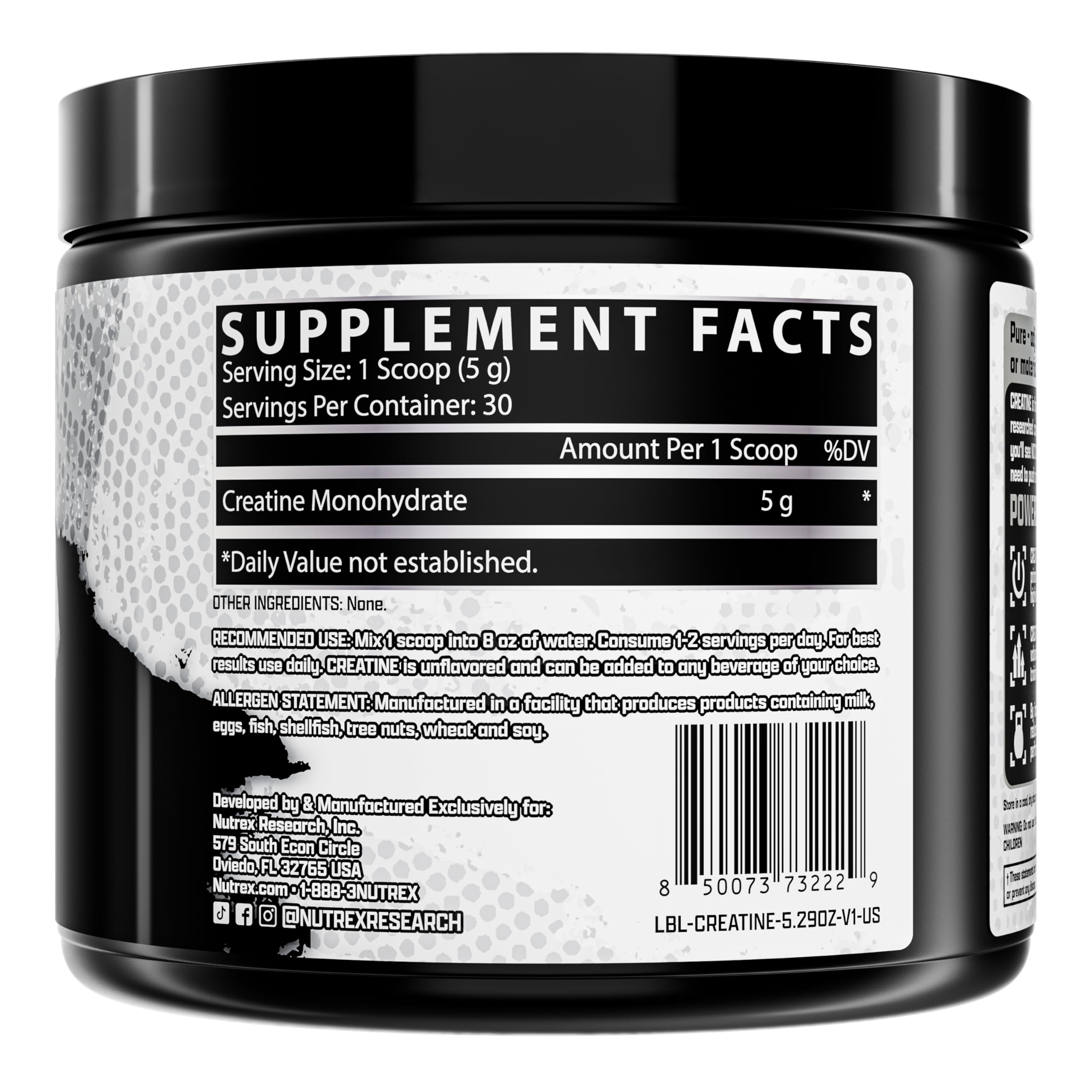 Nutrex Research Créatine Monohydrate – fabrication américaine, qualité et traçabilité.