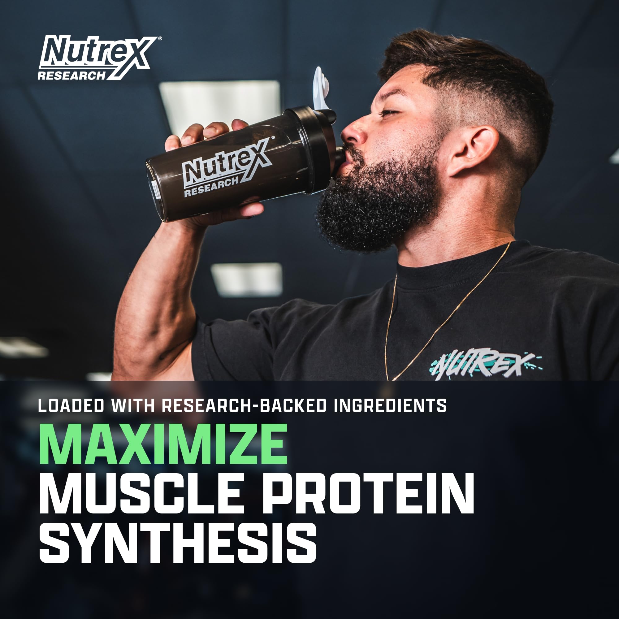 Nutrex Research EAA Hydration, étiquette nutrition claire pour suivre les acides aminés.