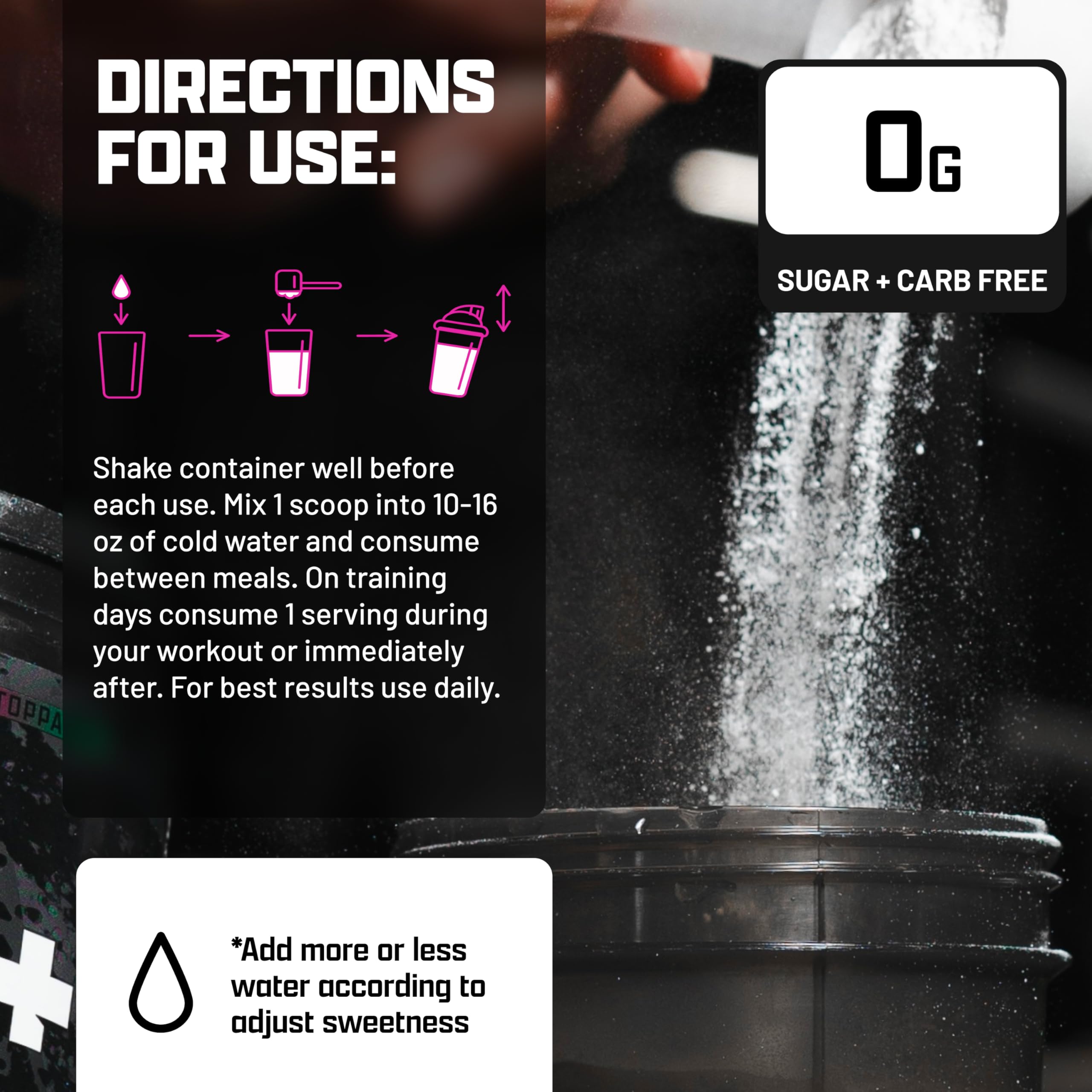 Nutrex Research EAA Hydration: mélange-fruits évoquant une boisson estival énergisante.