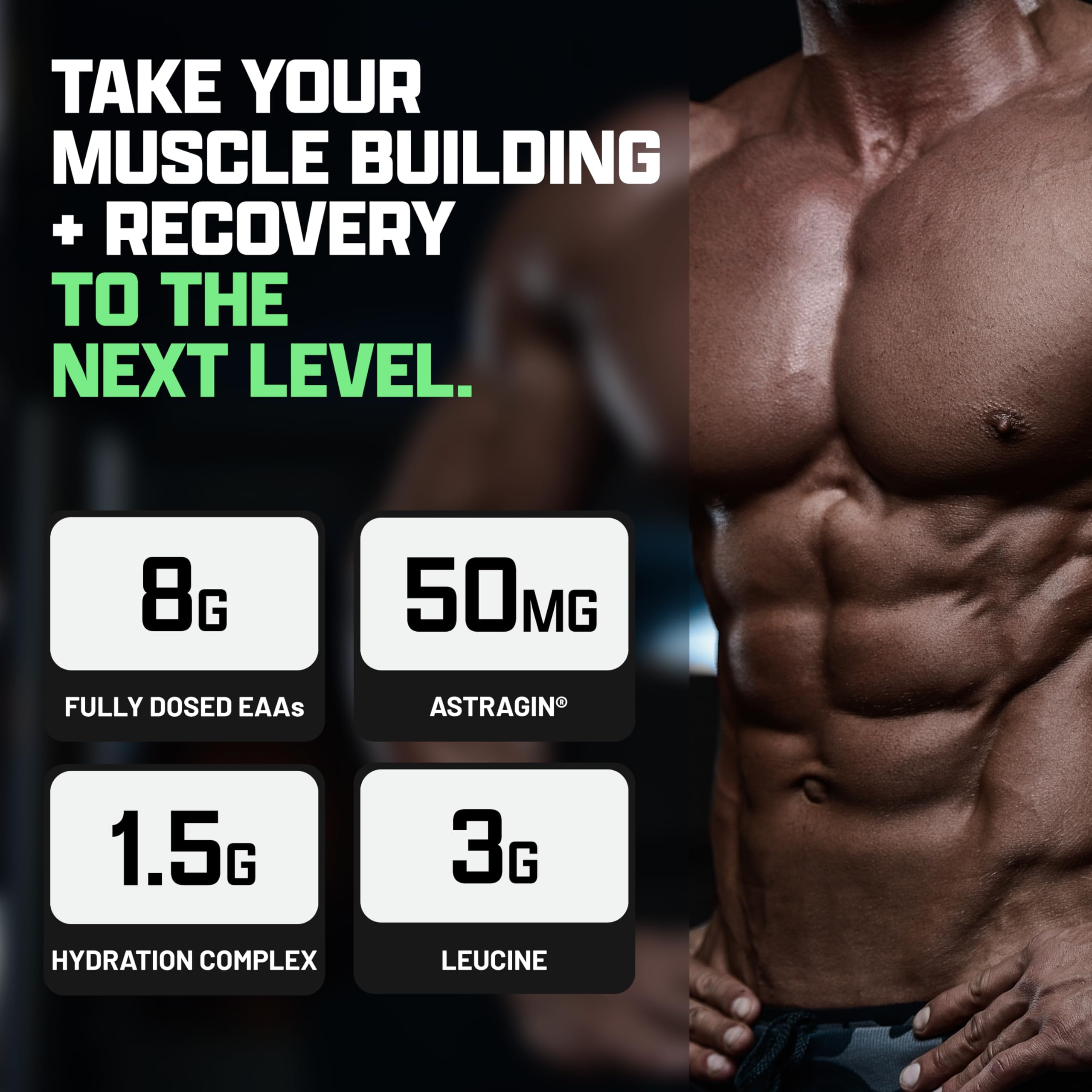 Nutrex Research EAA Hydration, versement facile de la poudre dans l'eau.