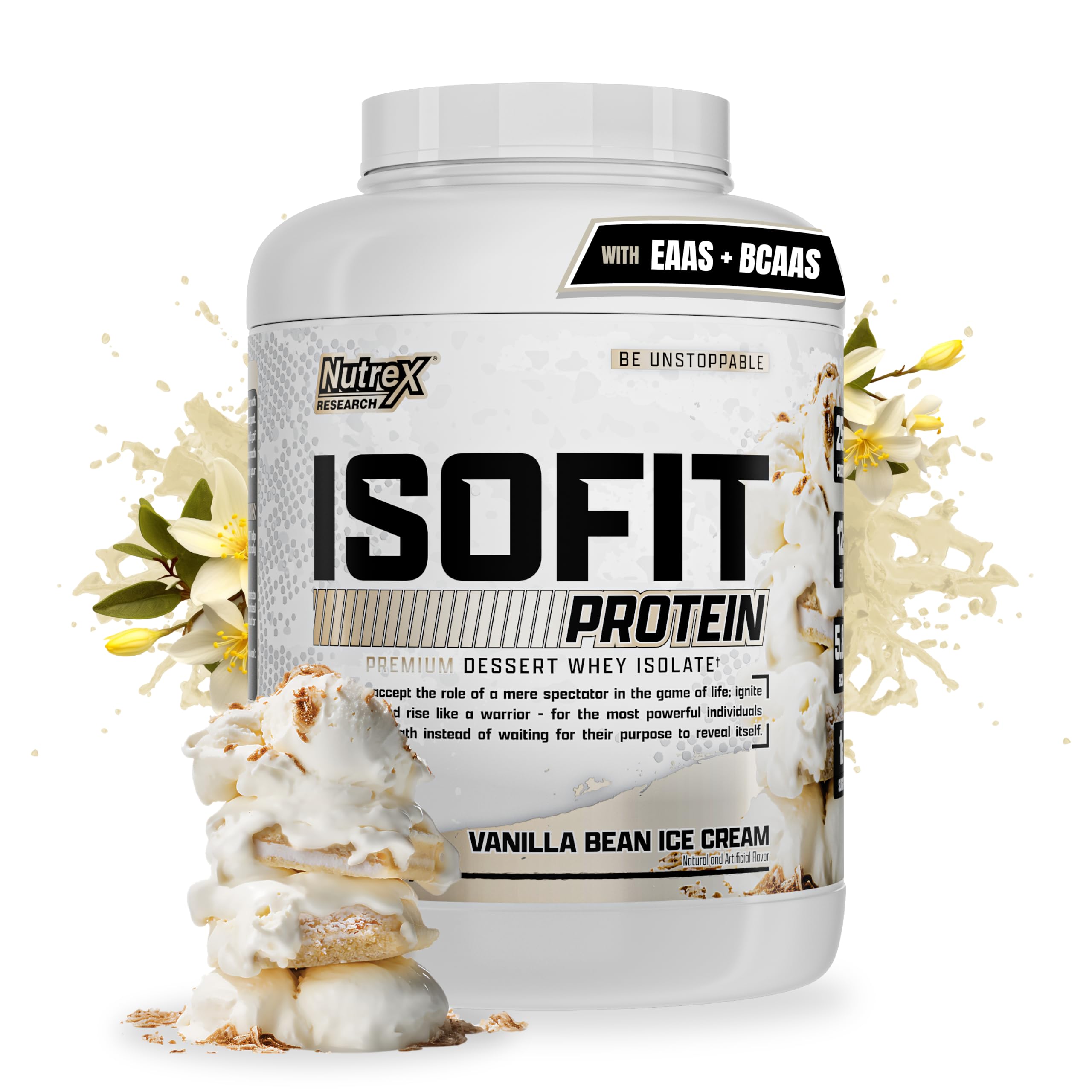 Nutrex IsoFit bouteille vanille montrant le goût riche et le mélange facile