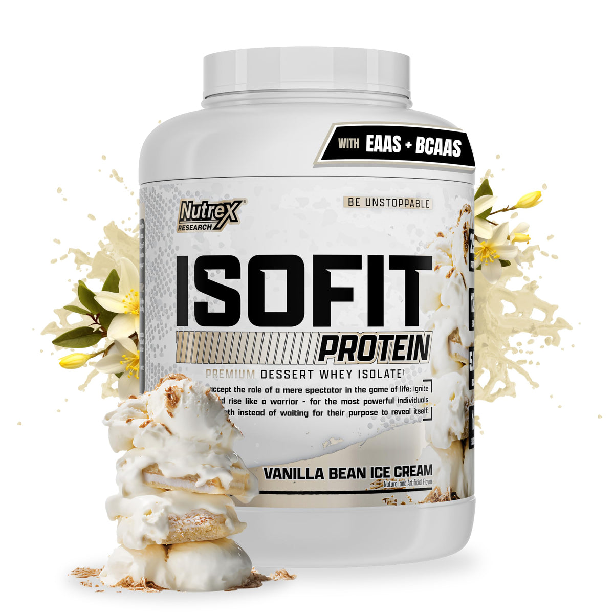 Nutrex IsoFit bouteille vanille montrant le goût riche et le mélange facile