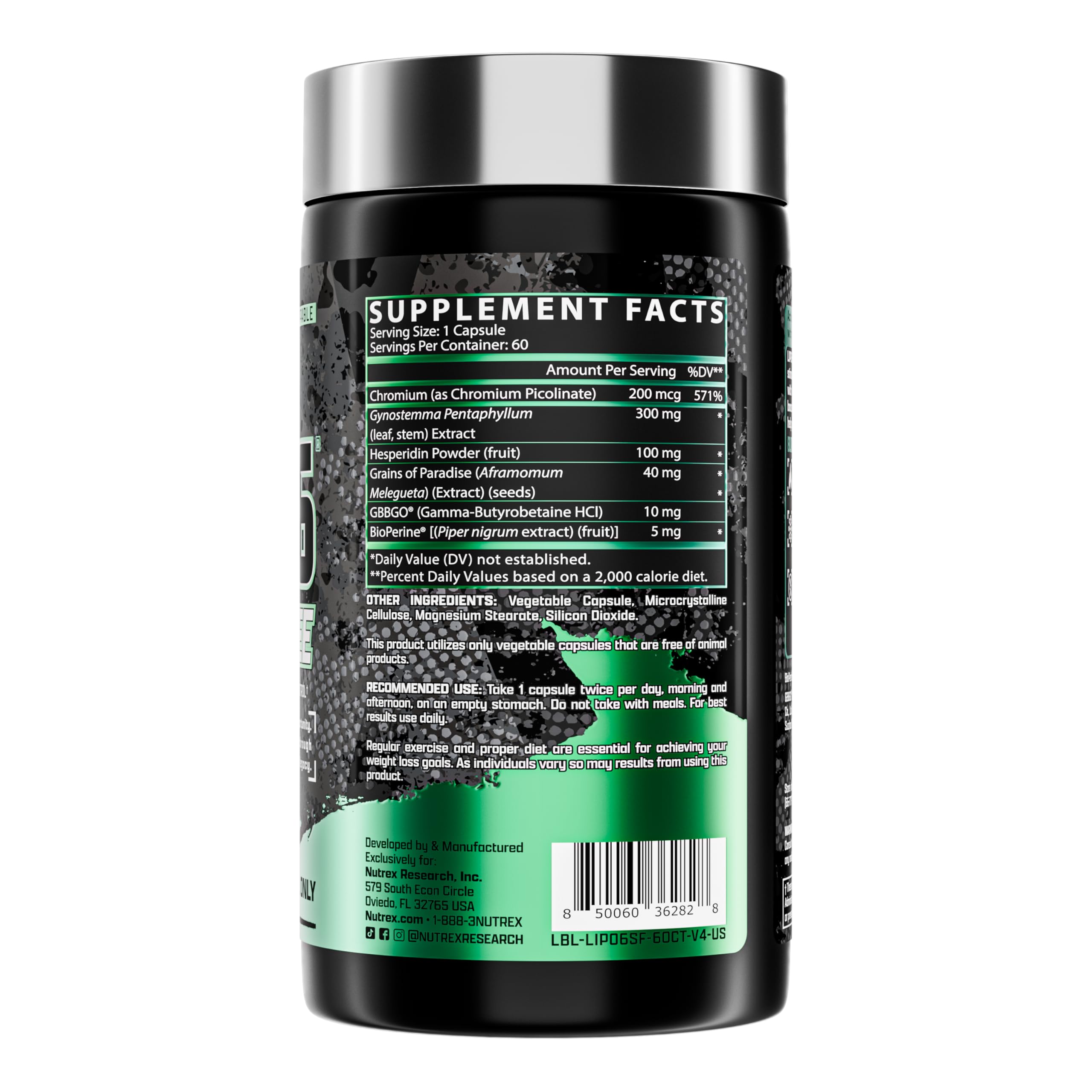 Nutrex Research LIPO SIX sans stimulants – prise matin et soir, routine simple.