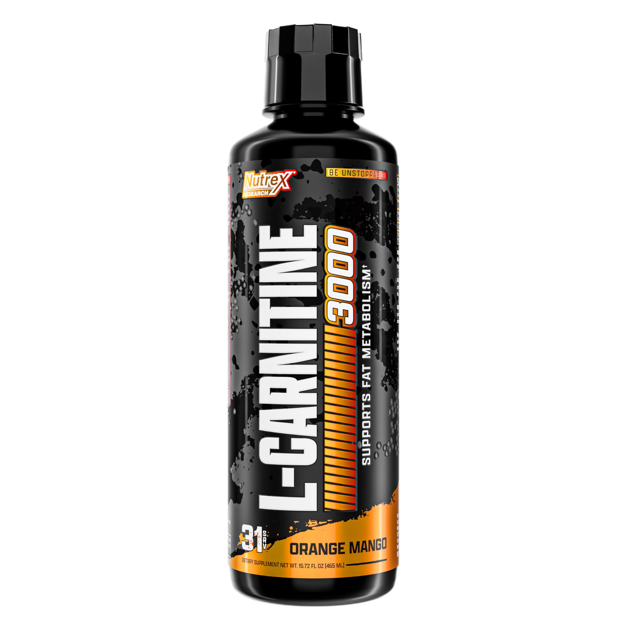 Nutrex Research Liquid Carnitine 3000, bouteille orange mango prête à l'emploi.