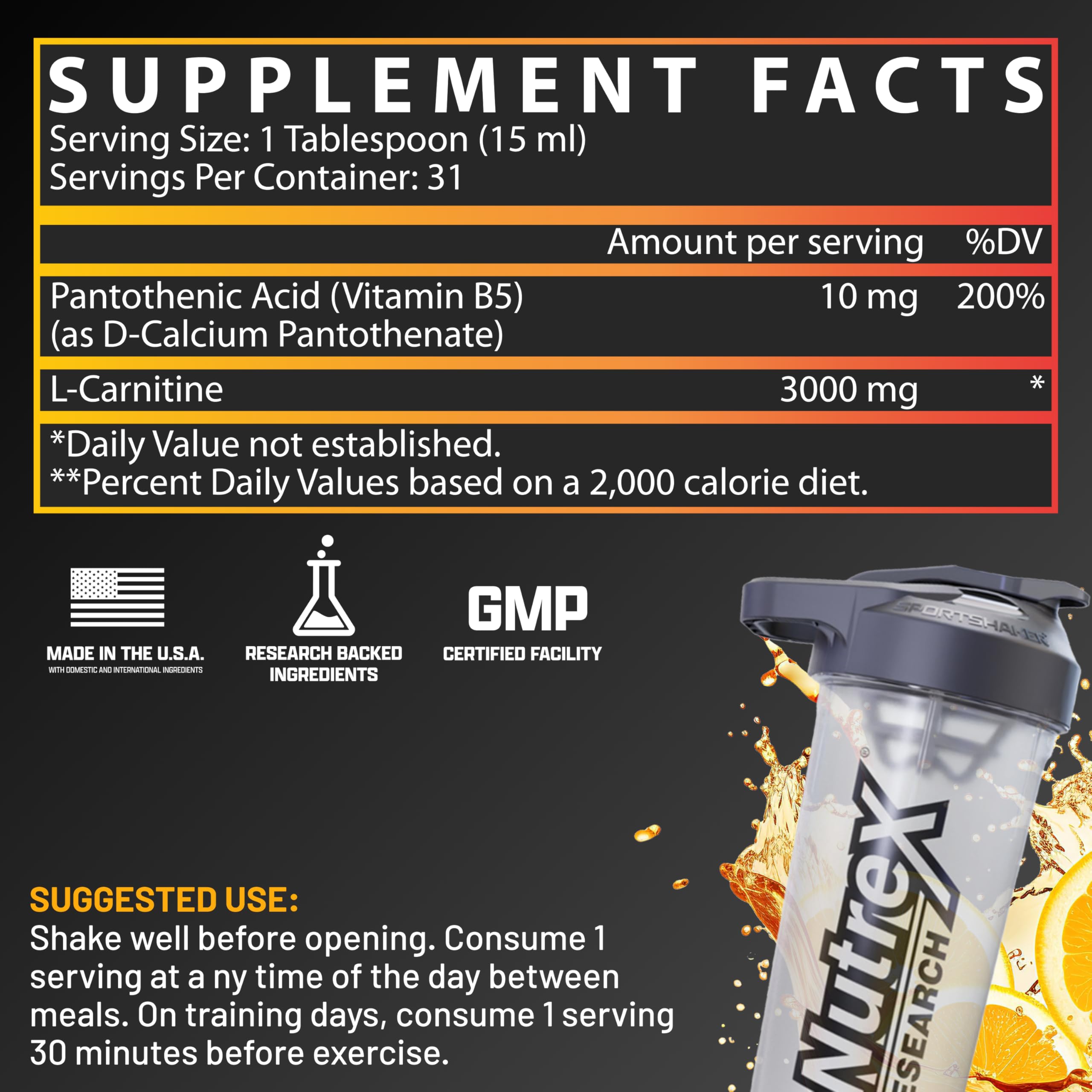 Nutrex Research Liquid Carnitine 3000 – doseur pour une mesure précise.