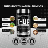 Nutrex Research T-UP, étiquette produit, présentation claire des ingrédients et usages potentiels.