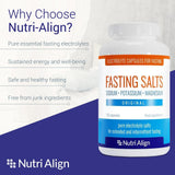 Étiquette Nutri-Align Fasting Salts avec dosage recommandé et ingrédients.