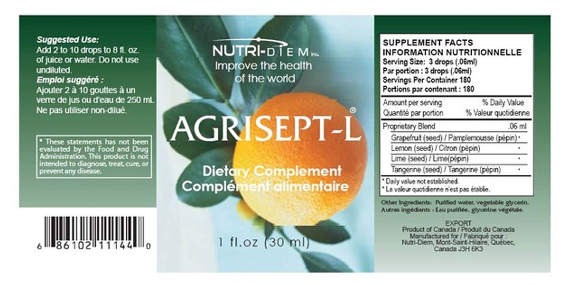 Nutri-Diem Agrisept Emballage Exterieur, présentation soignée en rayon.