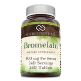 Nutri Essentials Bromelaïne, bouteille de comprimés 500 mg, usage quotidien potentiel.