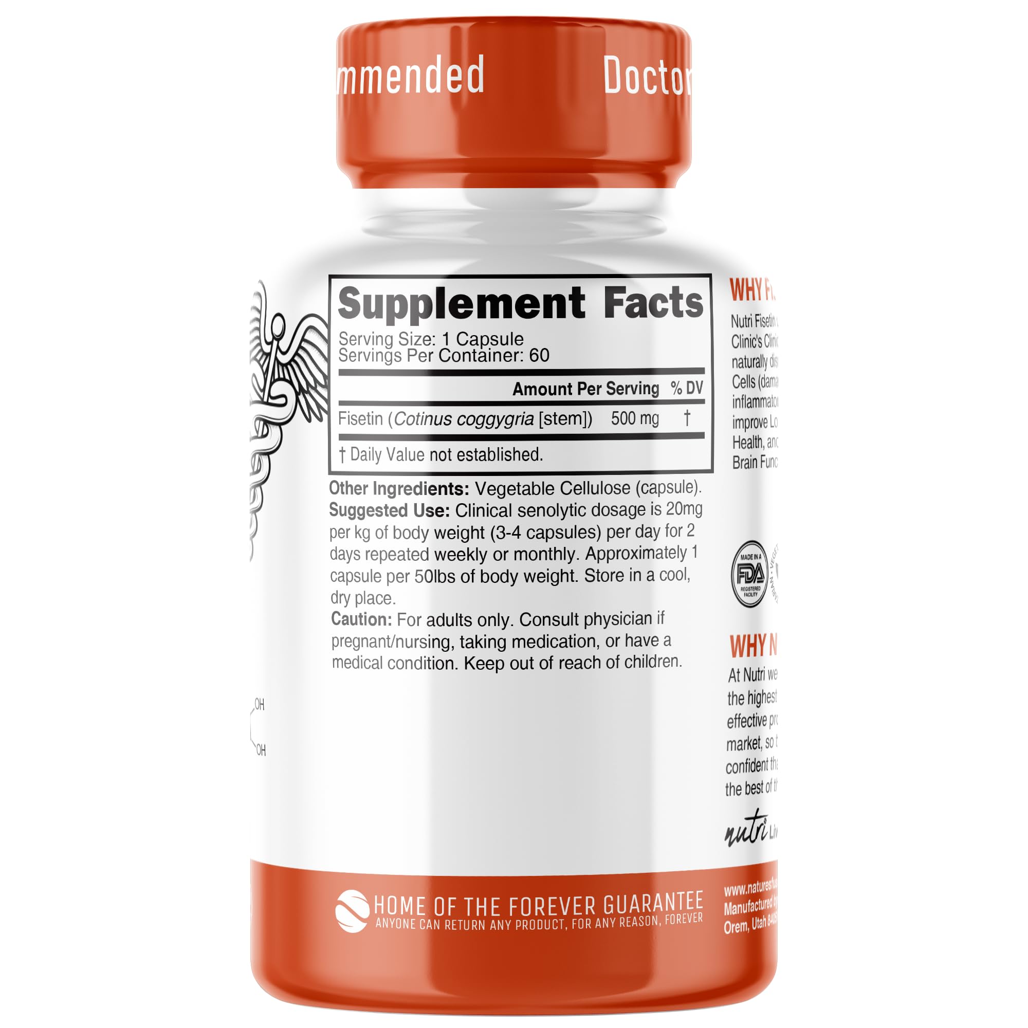 Nutri Fisetin: emballage de qualité avec traçabilité et informations claires.