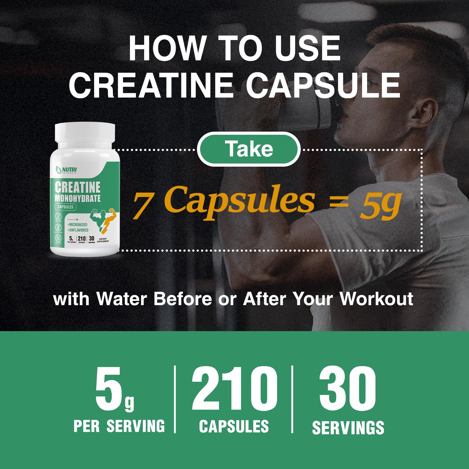Nutri Potentia Créatine Monohydrate capsules adaptées à l’entraînement