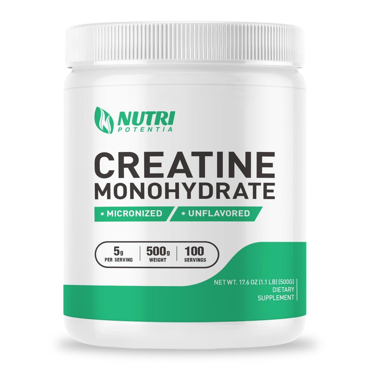 NUTRI POTENTIA créatine monohydrate en poudre 500 g, soutien musculaire
