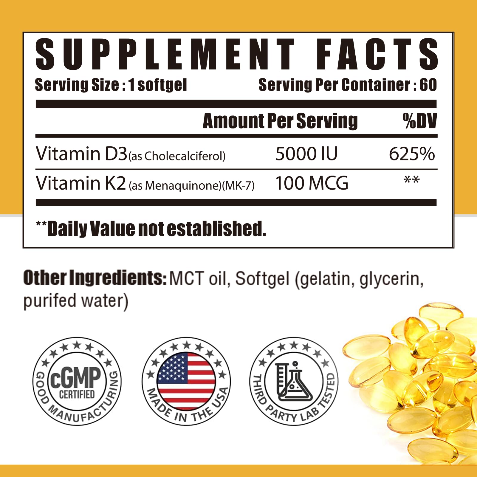 NUTRI POTENTIA D3 K2 – Gélules blanches faciles à avaler pour la routine quotidienne.
