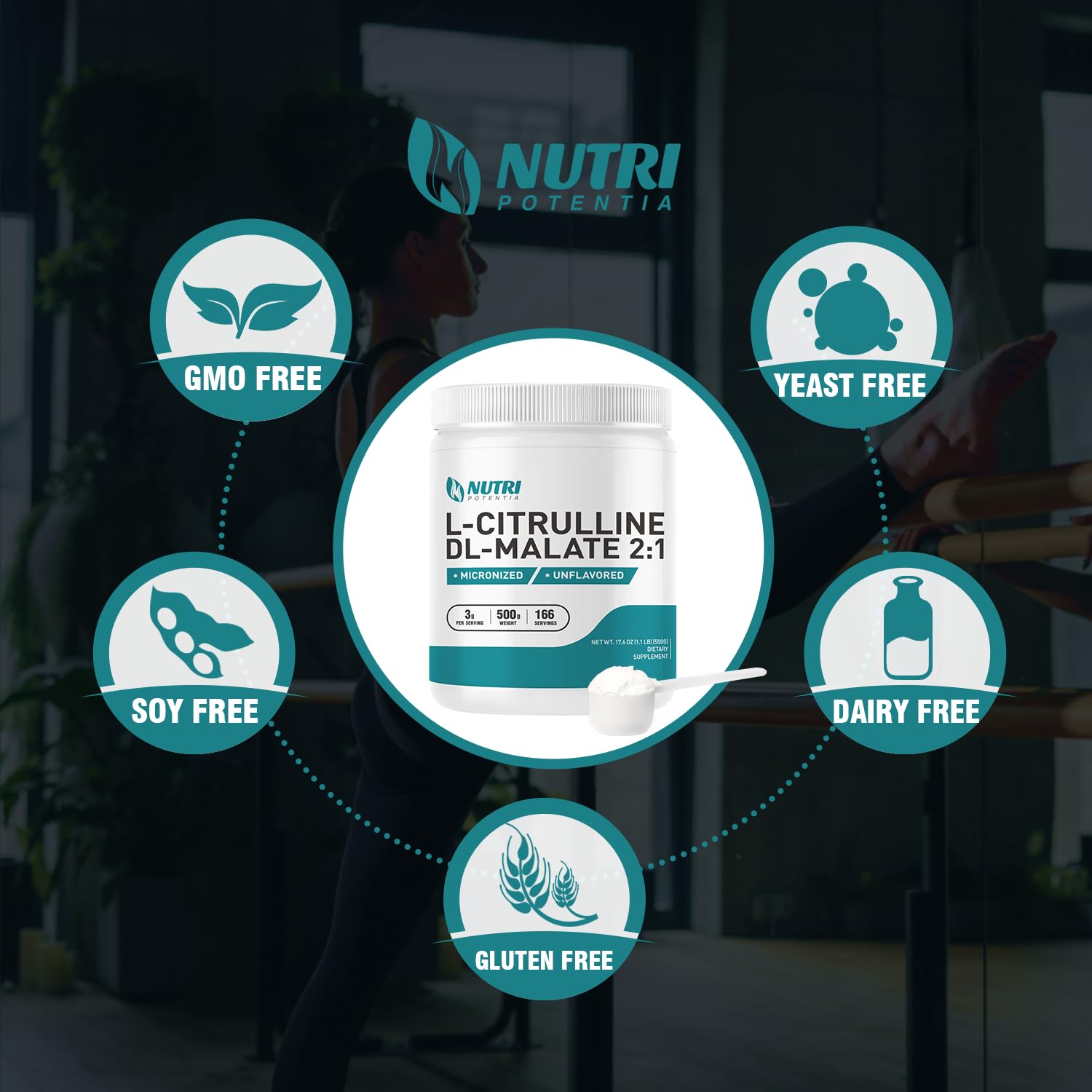 NUTRI POTENTIA L-Citrulline Malate 2:1, bouteille pratique pour vos séances