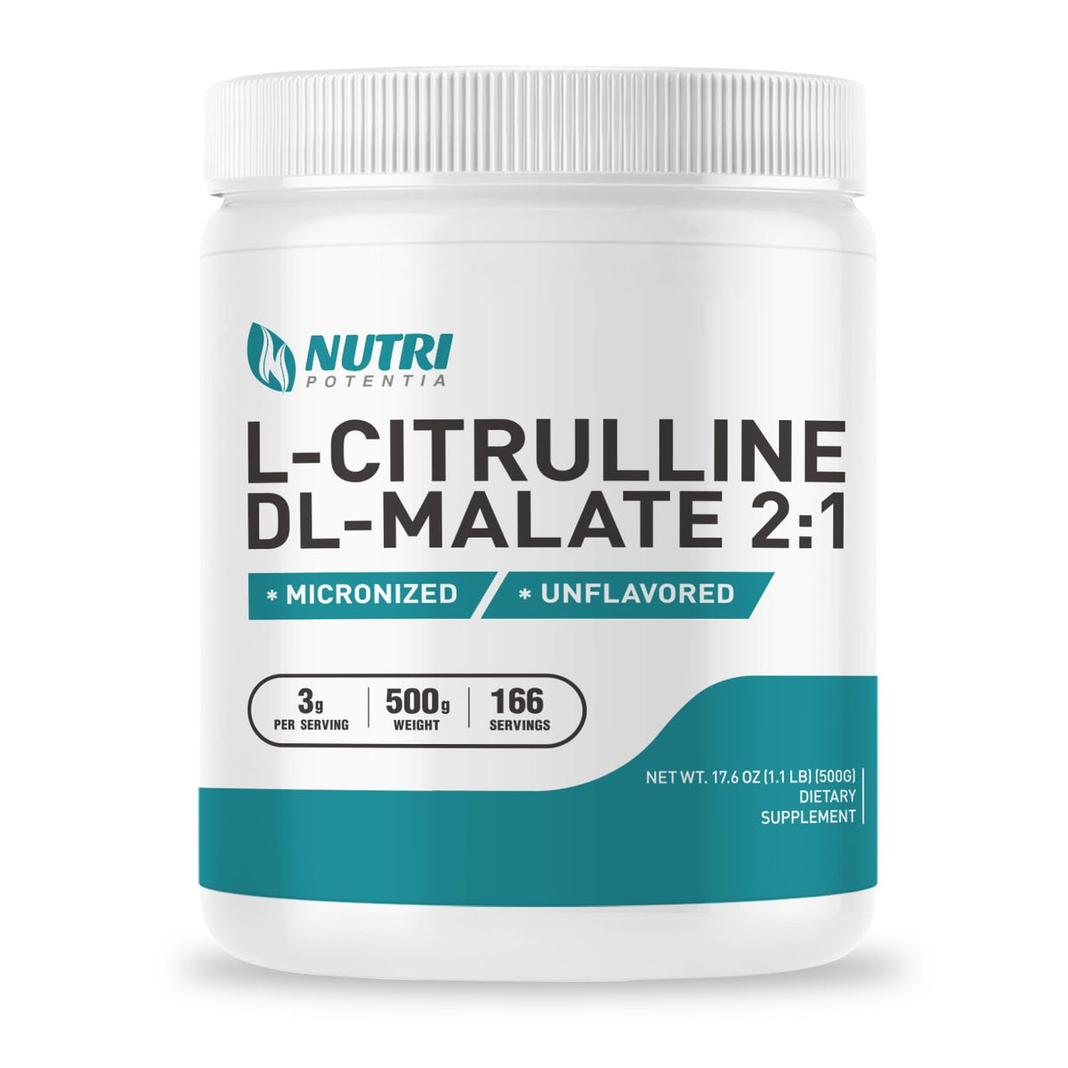 NUTRI POTENTIA L-Citrulline Malate 2:1 – poudre 500g, idéale pour l'entraînement