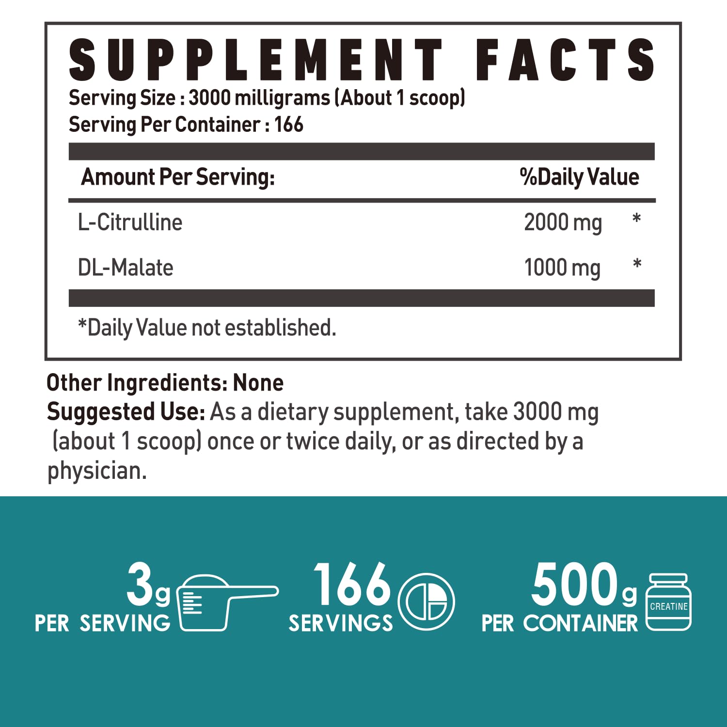 NUTRI POTENTIA L-Citrulline Malate 2:1, poudre sans arômes, goût neutre