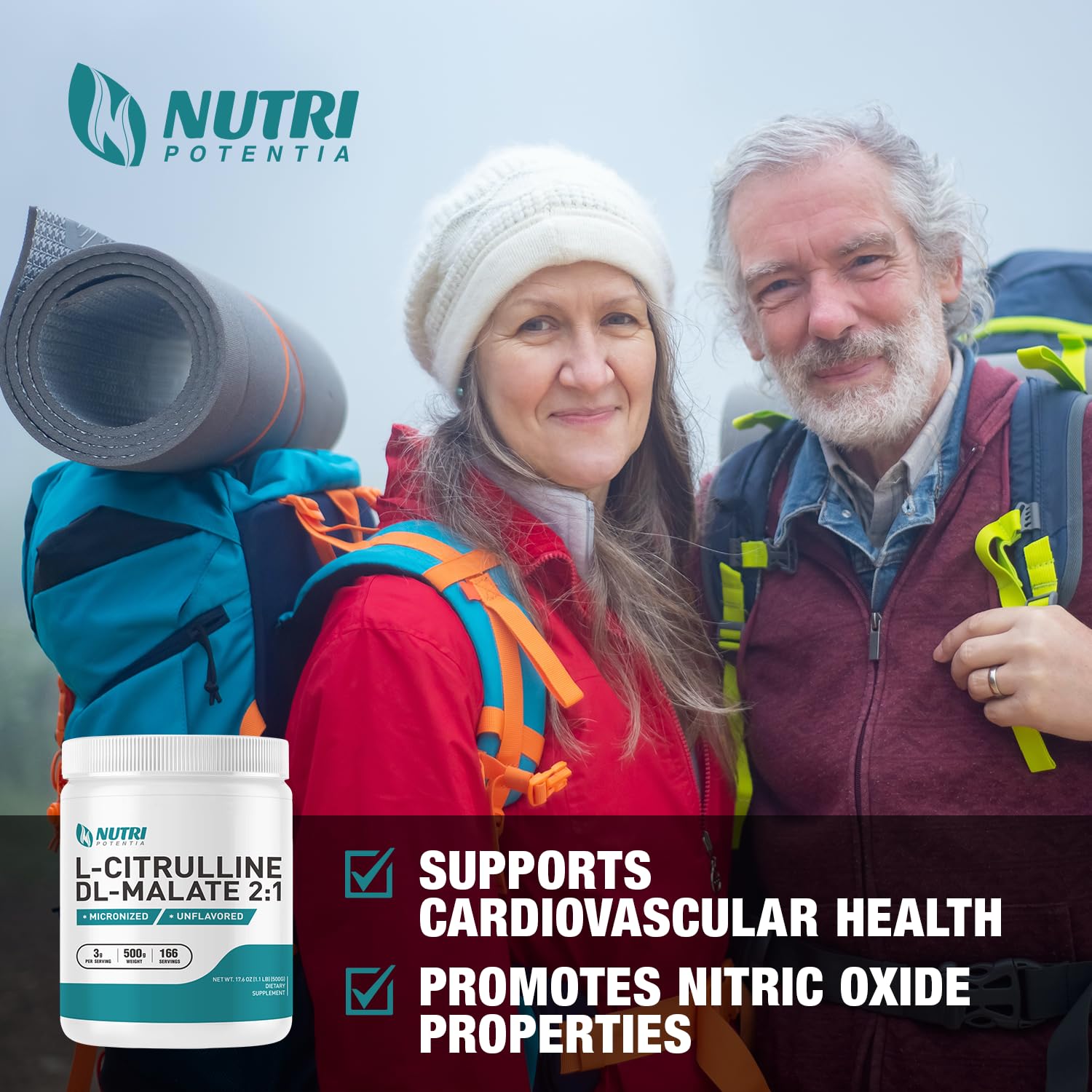 NUTRI POTENTIA L-Citrulline Malate 2:1, poudre sans gluten, convient à divers régimes