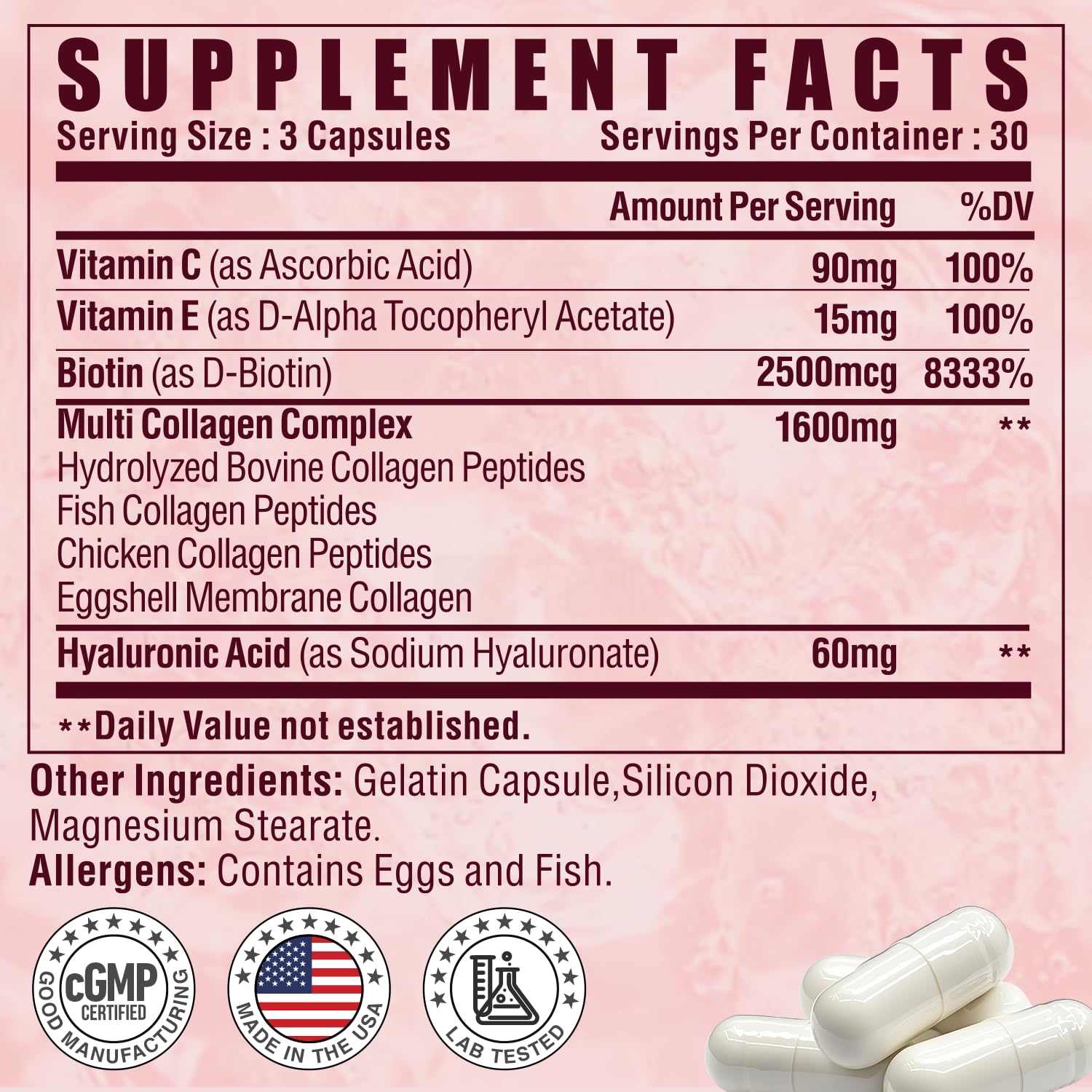 NUTRI POTENTIA Multi Collagen Capsules — gros plan sur les capsules, aidant les ongles.