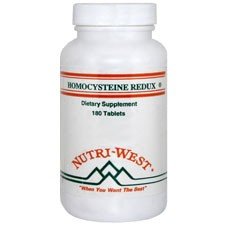 Nutri-West Homocysteine Redux, bouteille, soutien potentiel des niveaux d'homocystéine et santé cardiovasculaire