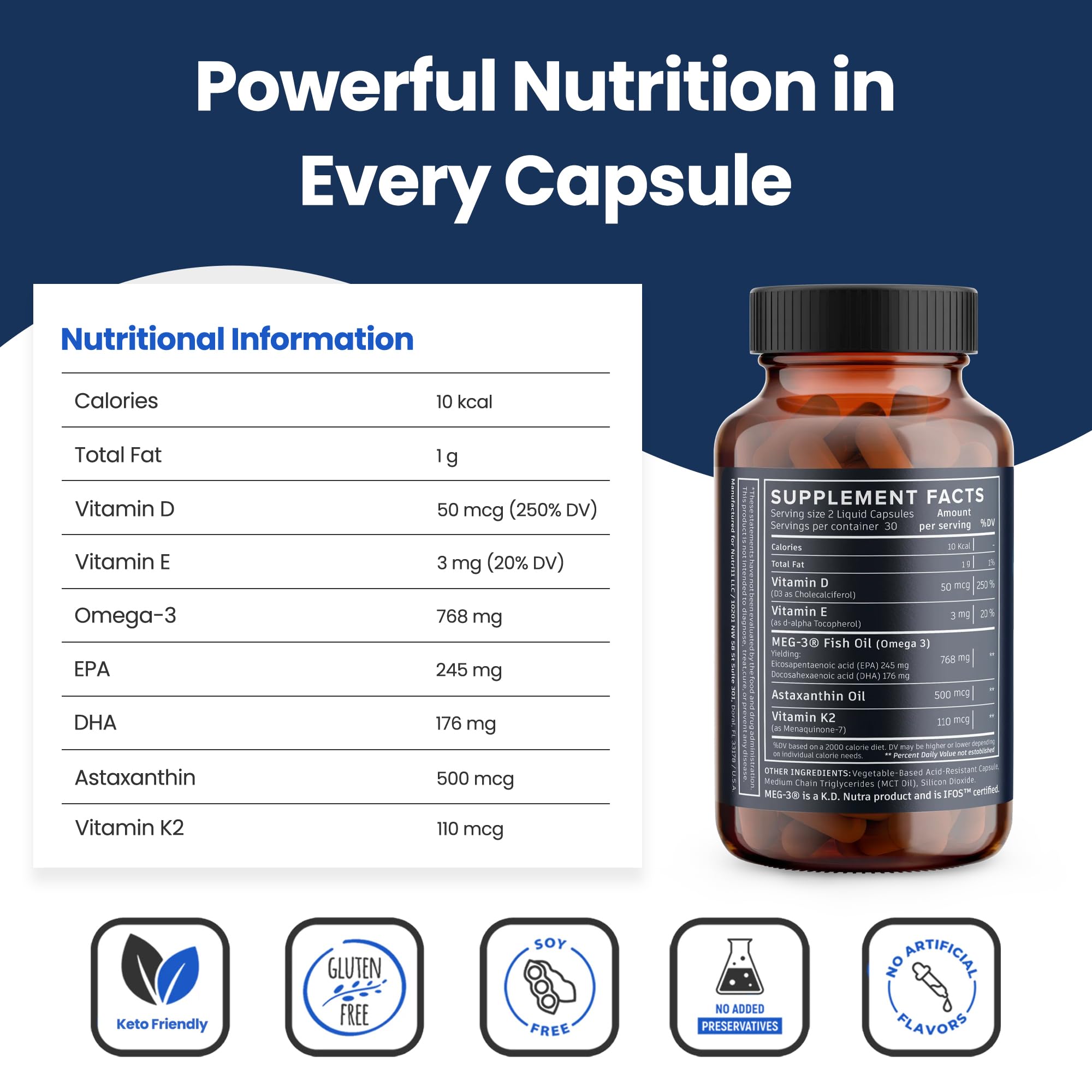 Nutri11 capsules liquides faciles à avaler sans goût fort