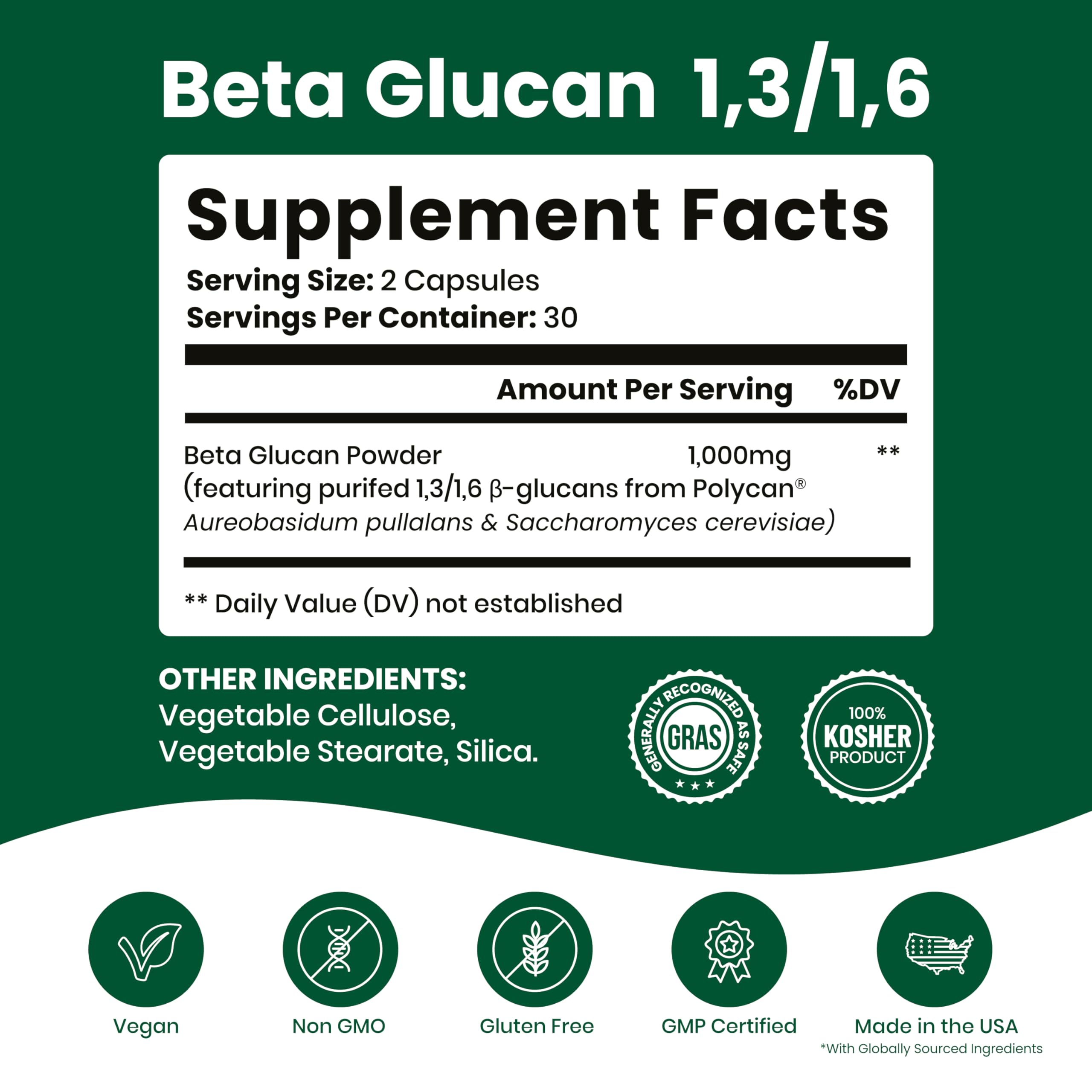 Liste des ingrédients Nutriana Beta Glucane, informations claires.