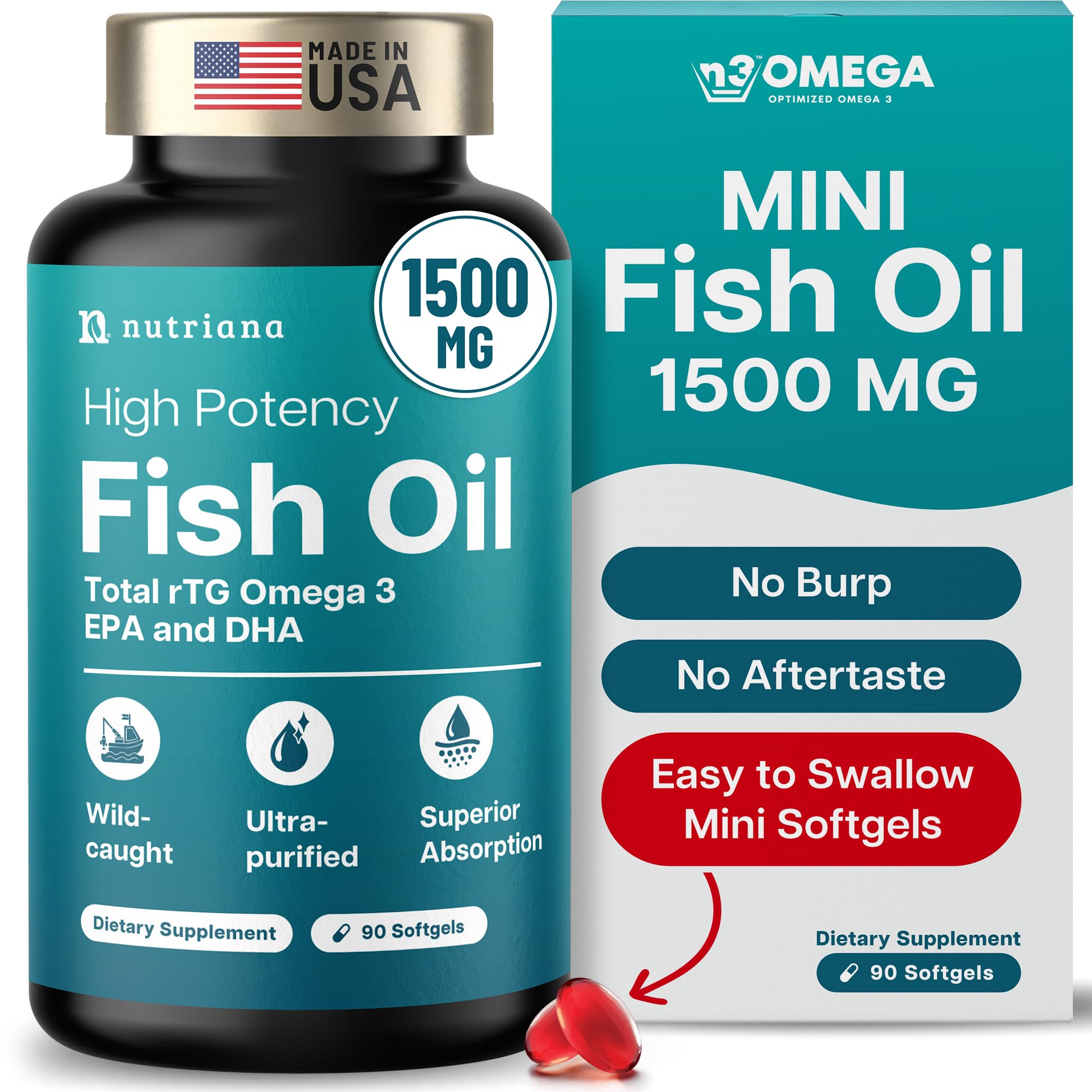 Nutriana Mini Gélules Huile Poisson sans odeur, facilité d’utilisation au quotidien.