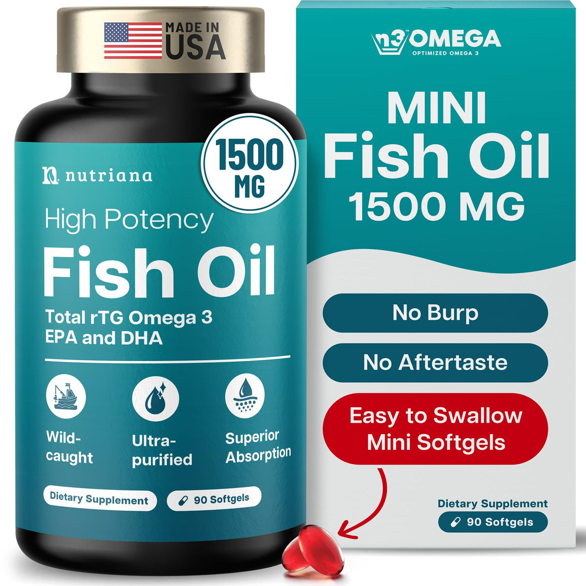 Nutriana Mini Gélules Huile Poisson sans odeur, facilité d’utilisation au quotidien.