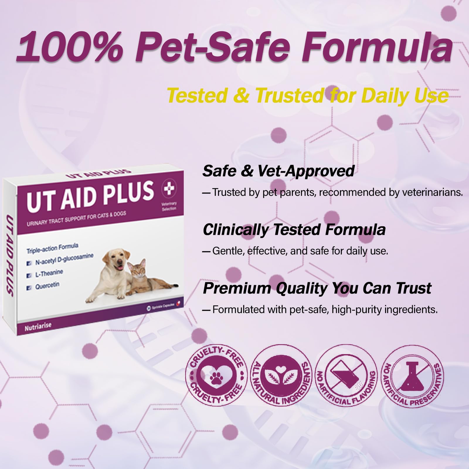Nutriarise UT Aid Plus – L-Theanine et Quercetine incluses dans la formule.