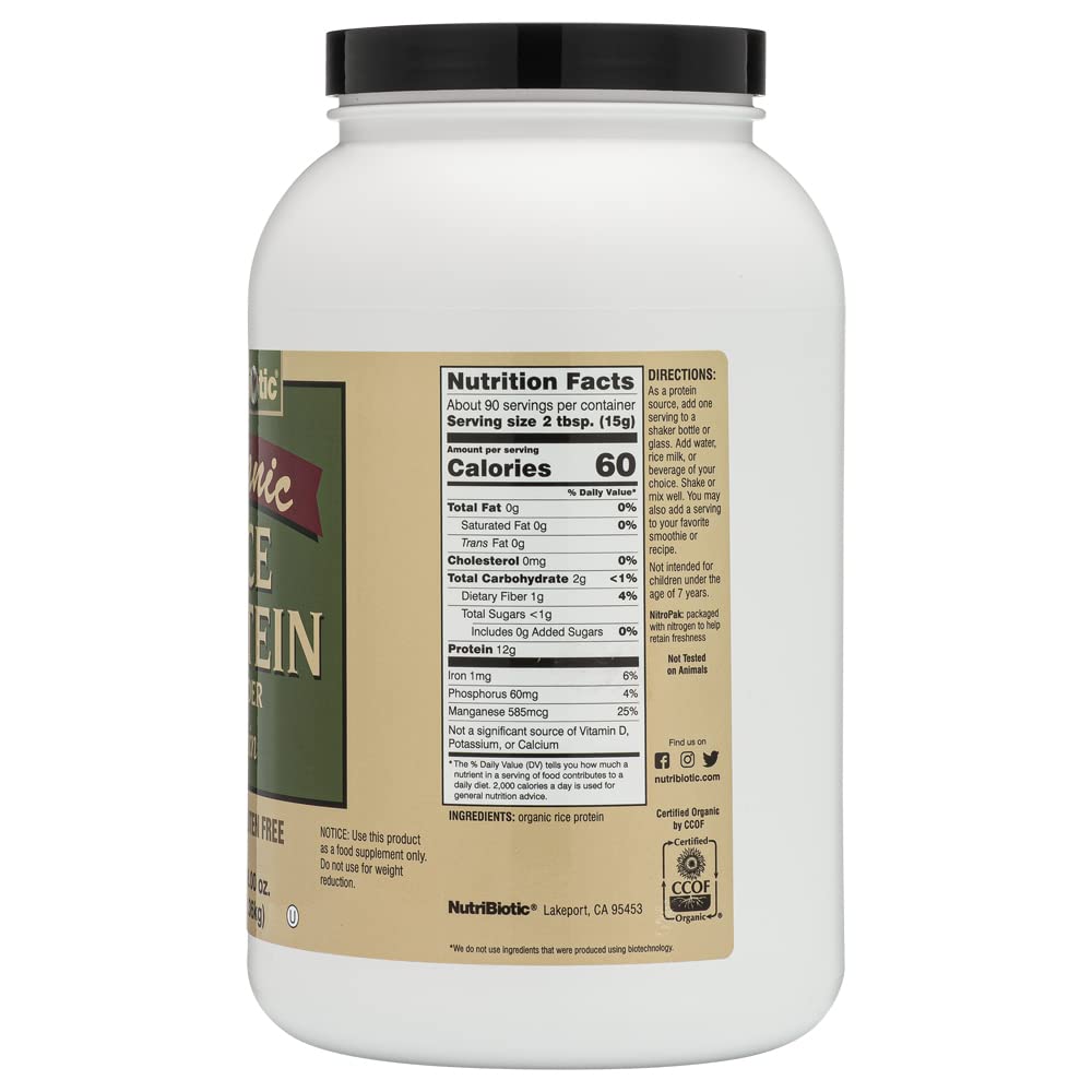 NutriBiotic protéine riz bio boisson protéinée, idéale après l'entraînement.