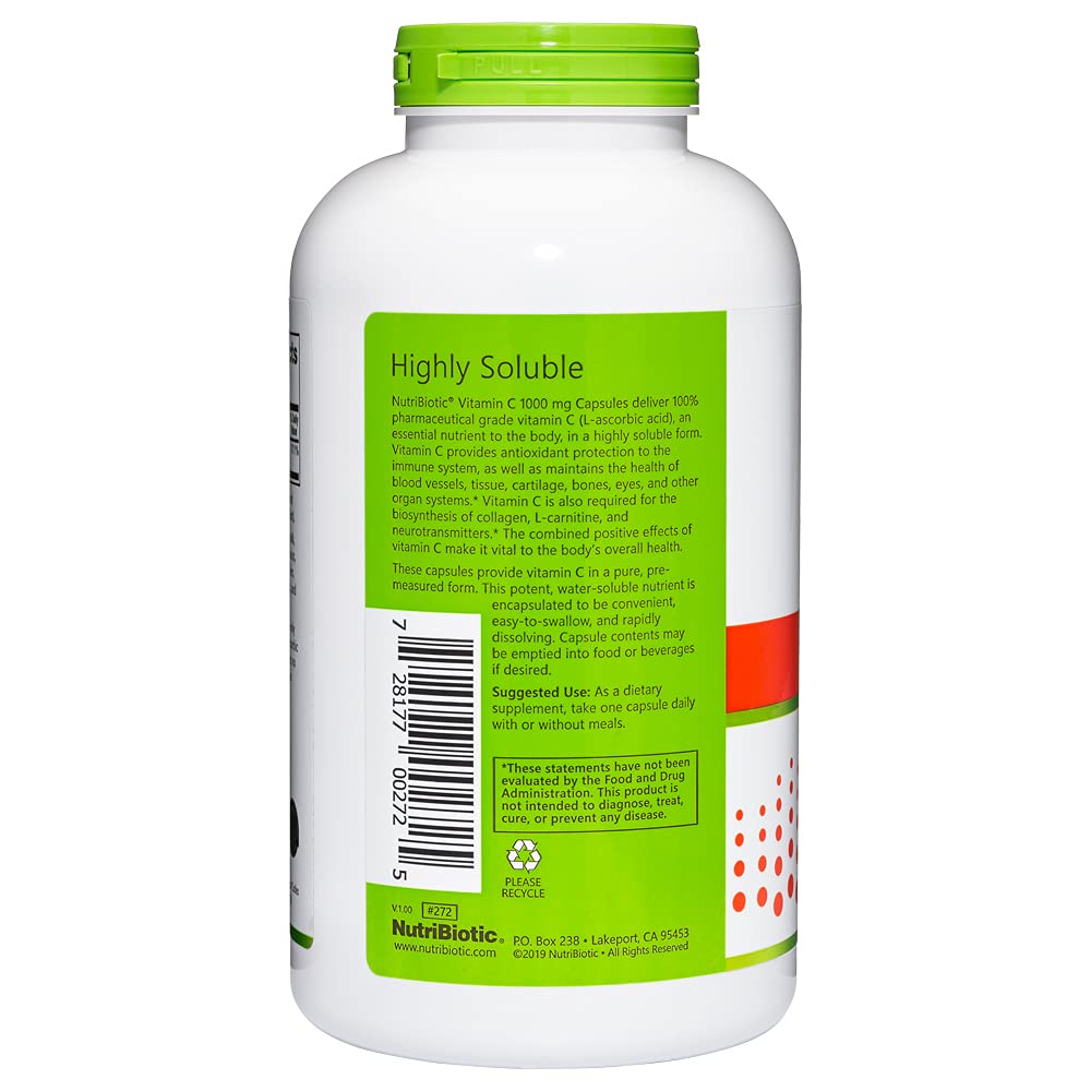 NutriBiotic vitamine C 1000 mg – emballage pratique, transport facile et utilisation journalière.
