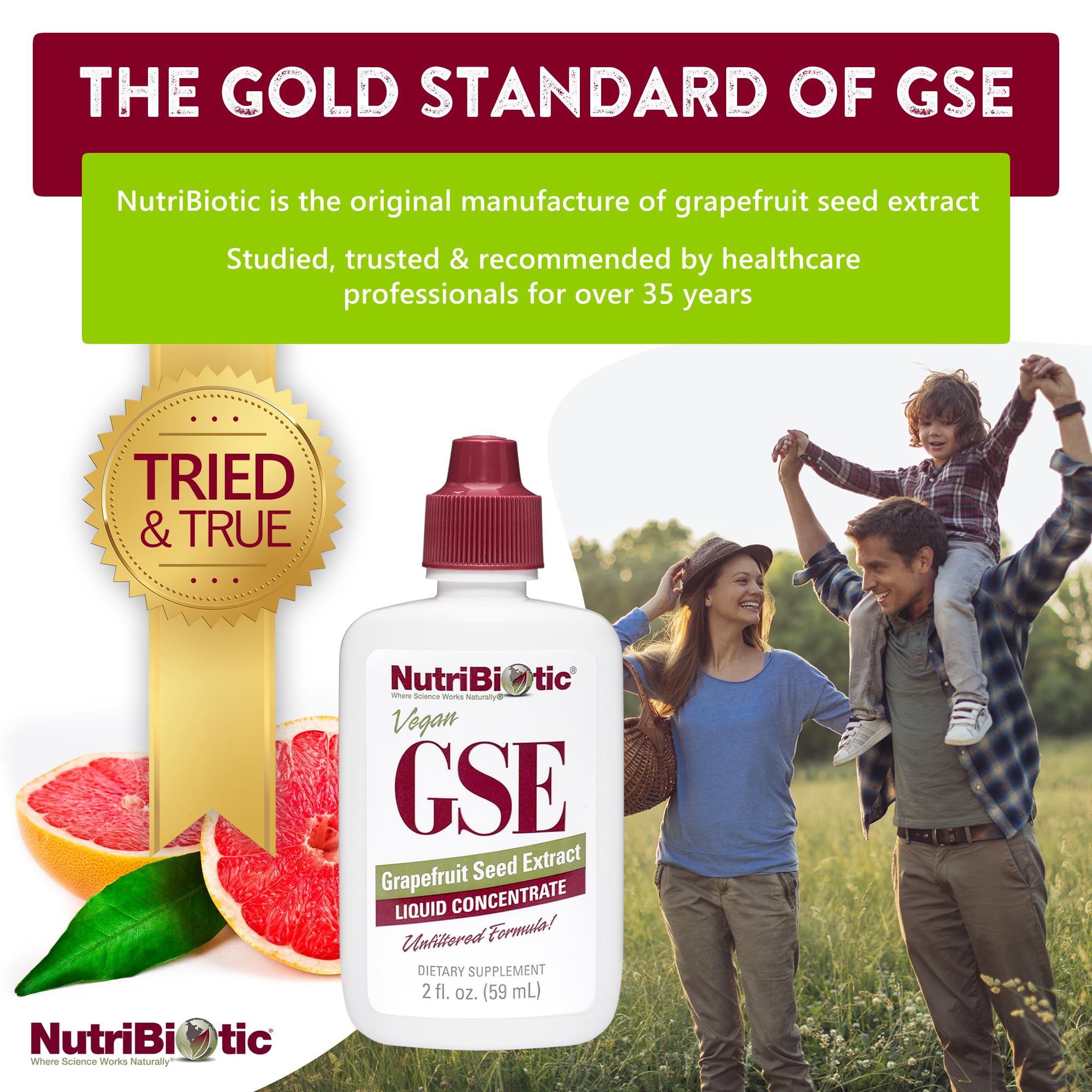 NutriBiotic GSE, pulpe, graines et zeste internes inclus.