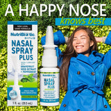 NutriBiotic Nasal Spray Plus, flacon transparent montrant les pulvérisations