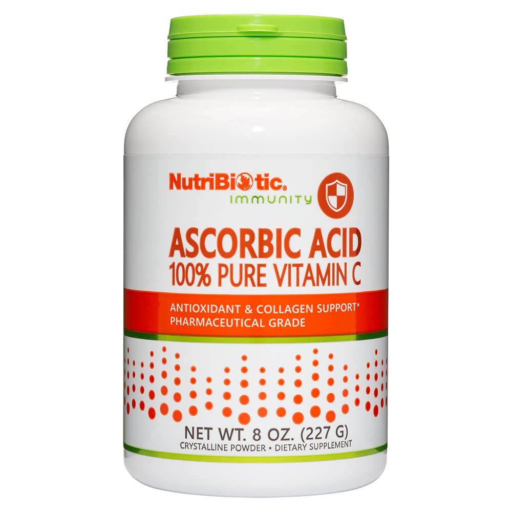 NutriBiotic poudre acide ascorbique 226 g emballage clair soutient l’énergie potentielle