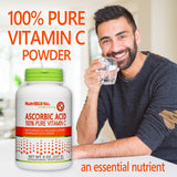 NutriBiotic poudre ascróbique etiquette claire indiquant ingrédients et usages potentiels
