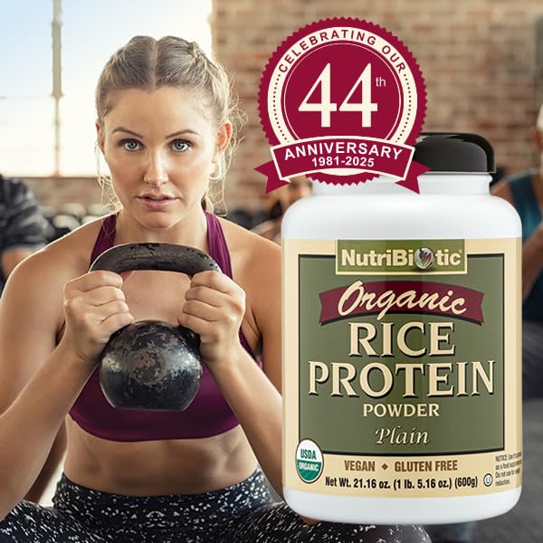 NutriBiotic protéine riz facile à diluer dans boissons protéinées.