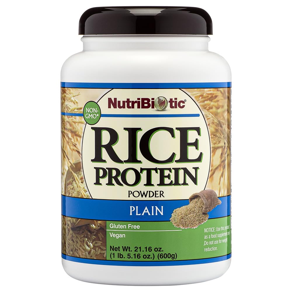 NutriBiotic poudre protéine riz naturelle 600g — digestion facile et acides aminés variés.