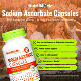 NutriBiotic Sodium Ascorbate Capsules étiquette: informations claires pour un dosage pratique.