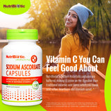 NutriBiotic Sodium Ascorbate Capsules emballage: design clair pour l'utilisation quotidienne.