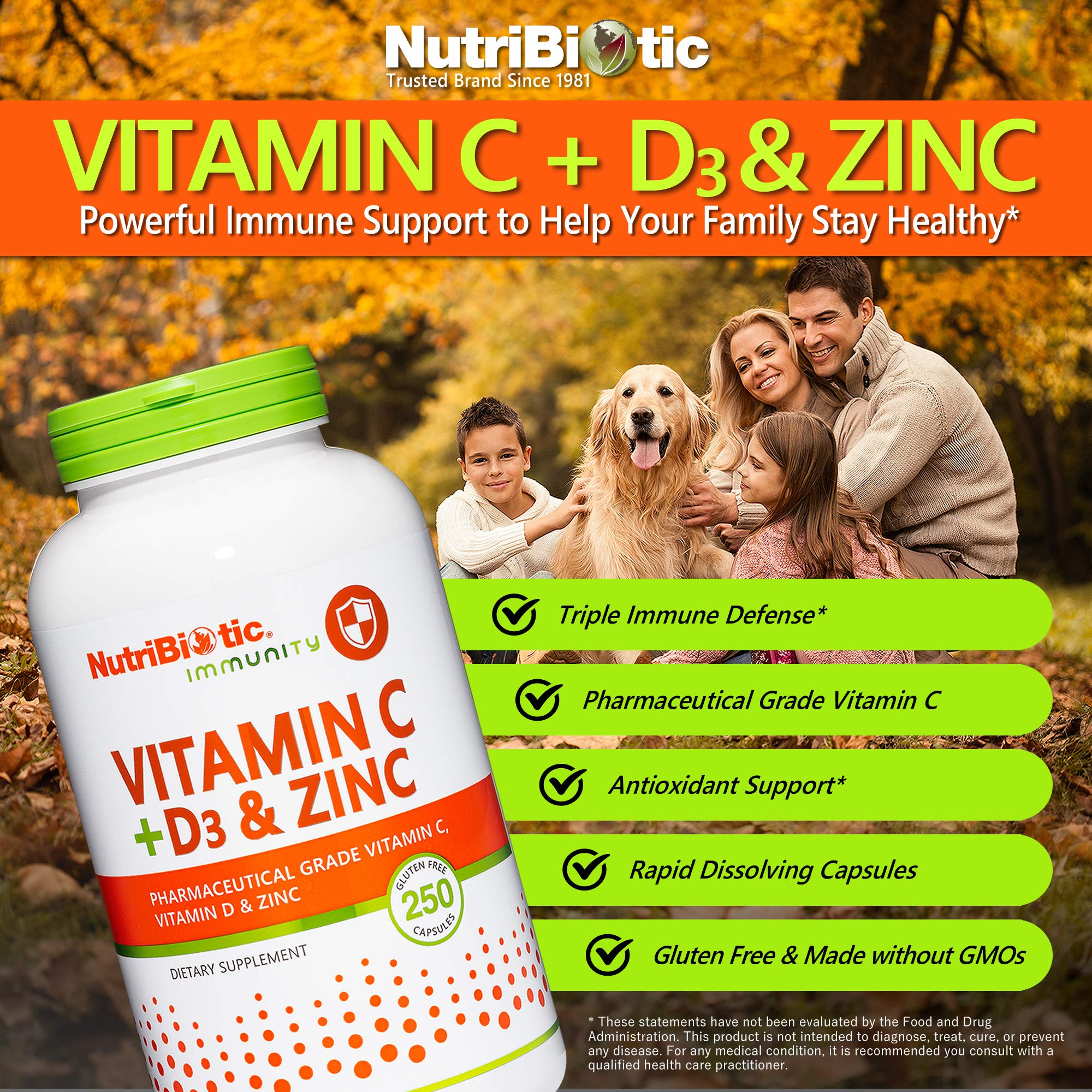 NutriBiotic Vitamine C D3 Zinc – Capsule faciles à emporter lors de voyages