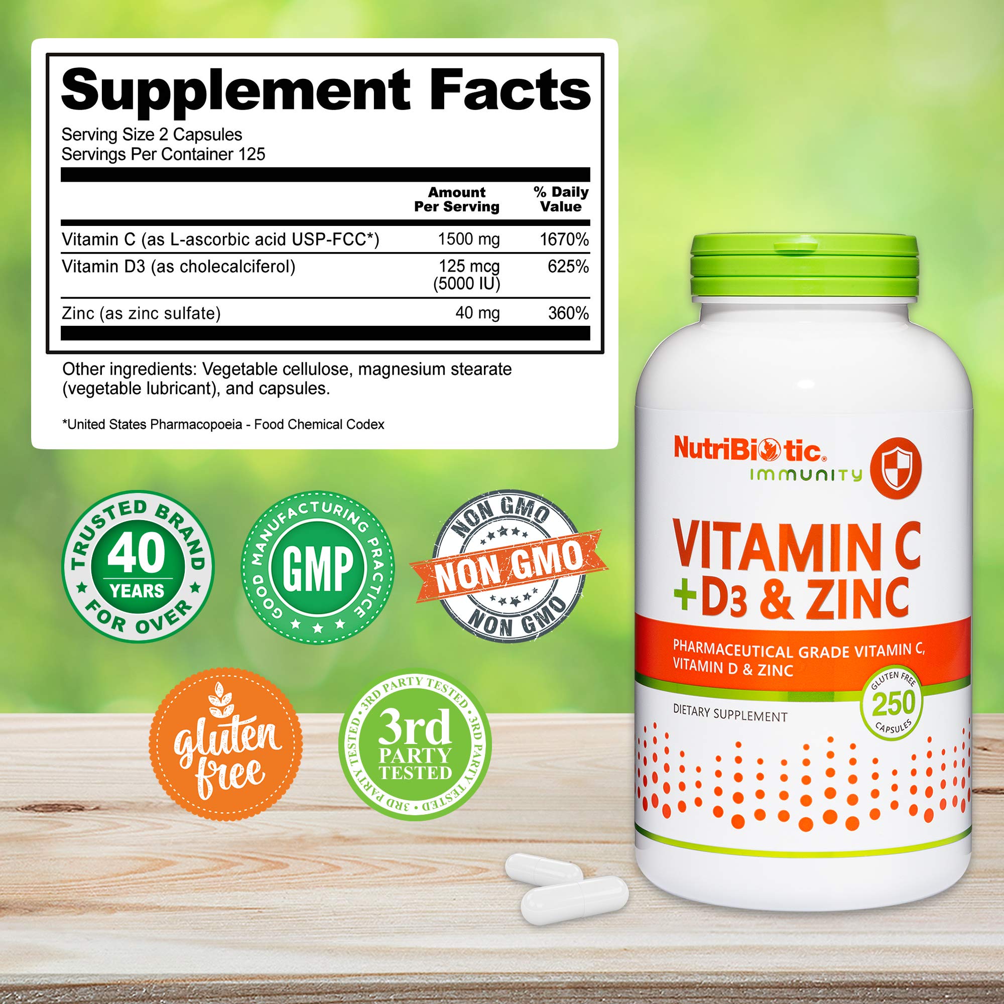 NutriBiotic Vitamine C D3 Zinc – Capsule à dissolution rapide