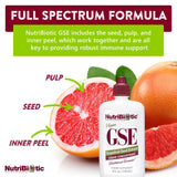 NutriBiotic GSE bouchon doseur pratique, facilité d’utilisation et contrôle du dosage.