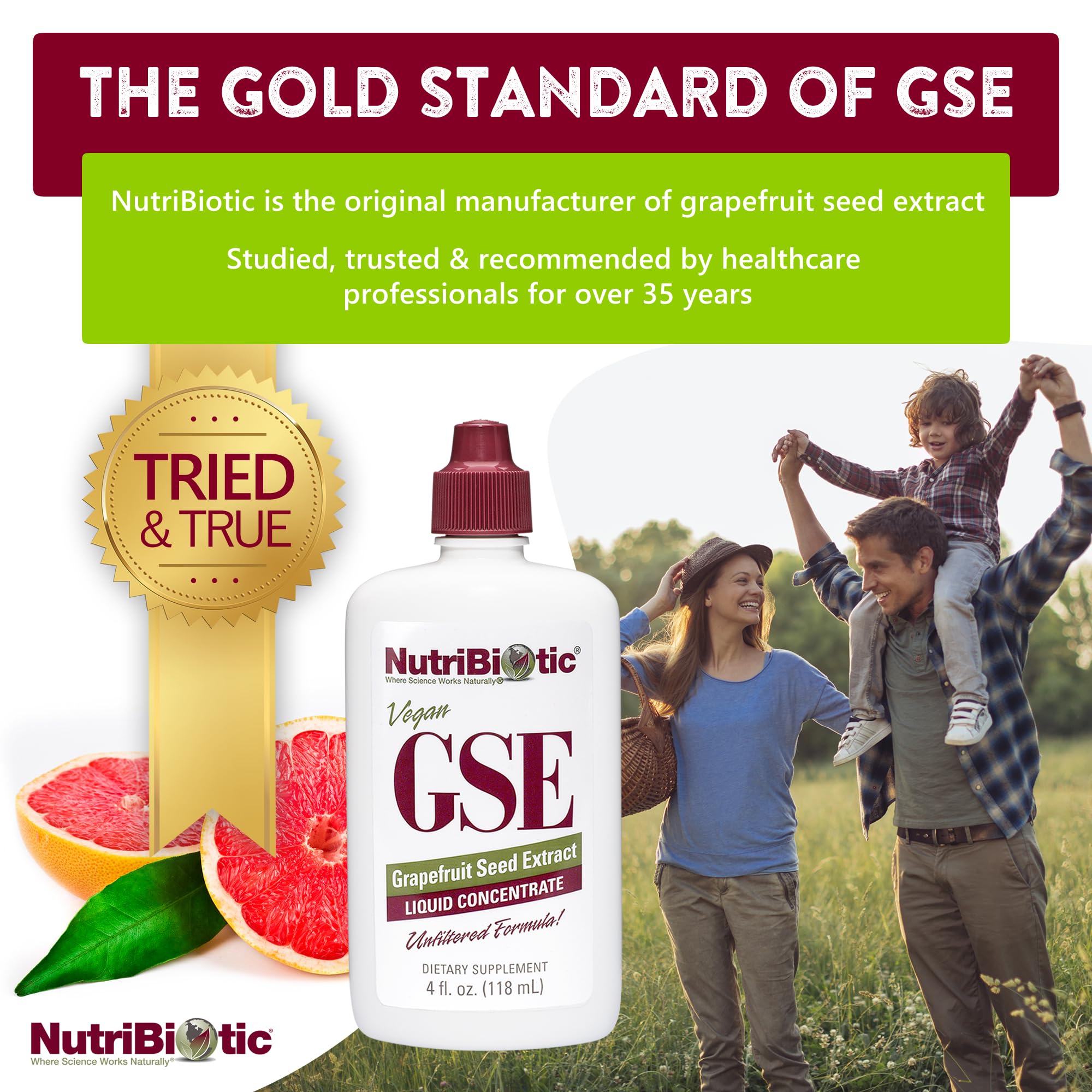 NutriBiotic GSE pulpe zeste grapefruit, extrait naturel des fruits.