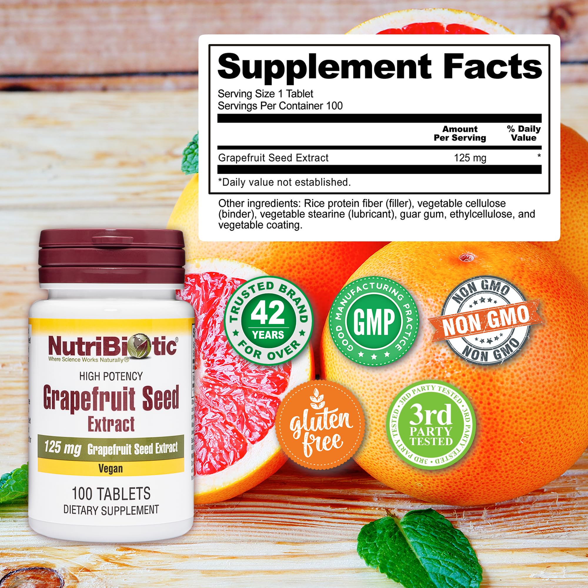 Utilisation quotidienne des comprimés NutriBiotic GSE pour un soutien polyvalent.