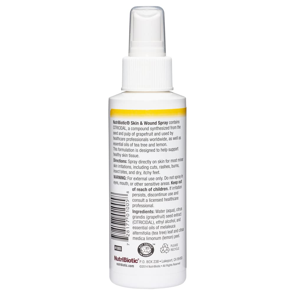 NutriBiotic Spray peau et plaies, application sans contact sur peau irritée.