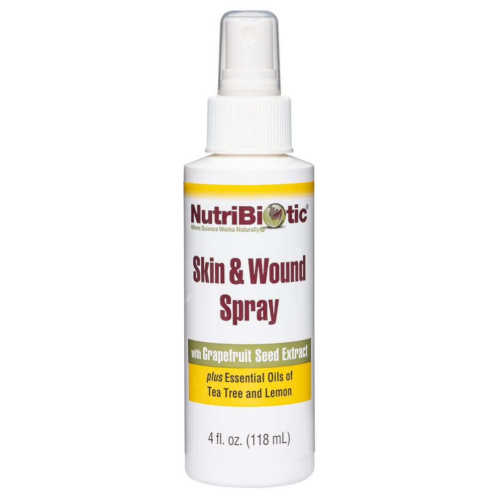 NutriBiotic Spray peau et plaies, bouteille-doseur, application sans contact.