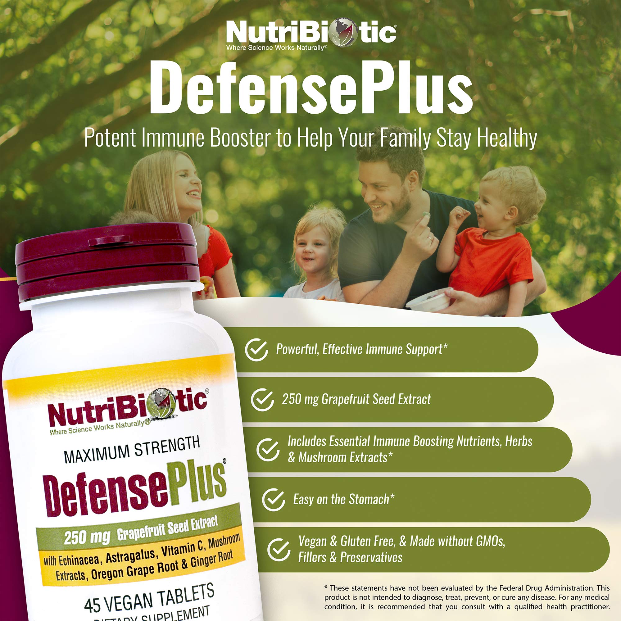 NutriBiotic DefensePlus extrait d'échinacée pour un soutien potentiel.