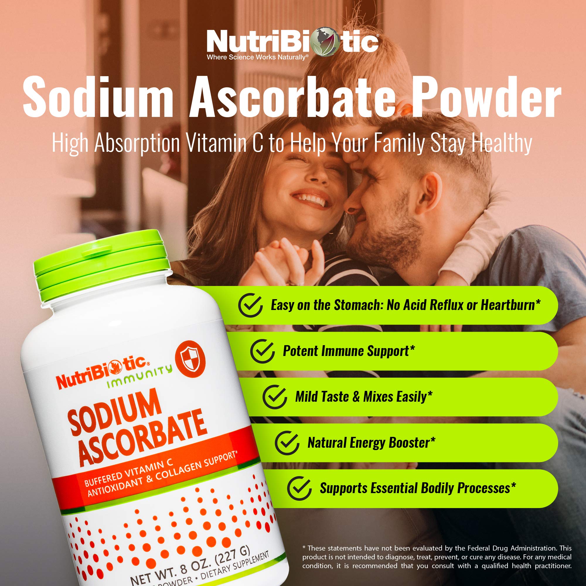 NutriBiotic Sodium Ascorbate poudre détail: poudre fine, facile à intégrer dans smoothies.
