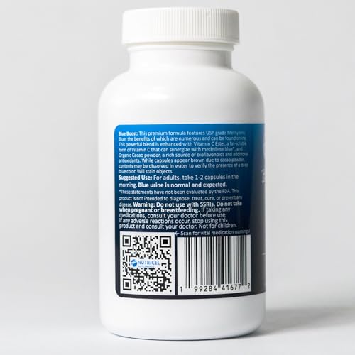 Capsules Nutricel bleu méthylène, boîte: conditionnement sûr et pratique.