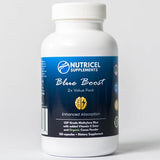 Capsules Nutricel bleu méthylène, bouteille ouverte: accès rapide sans dégât.