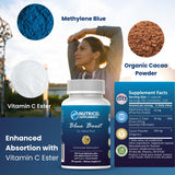 Capsules Nutricel bleu méthylène, fabrication aux États‑Unis.